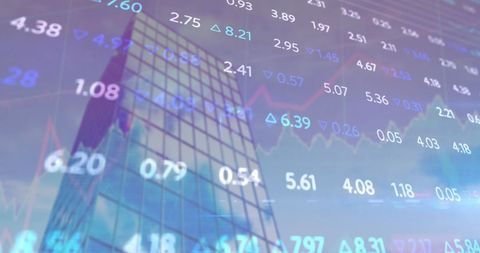 Stock Market Data Overlaying Skyline with Digital Graphics - Download Free Stock Images Pikwizard.com
