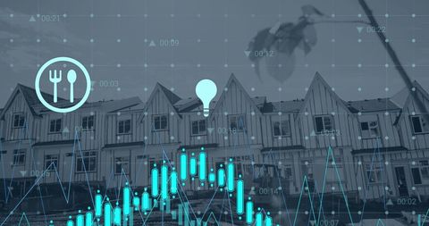 Digital Financial Data Trends Overlaying Housing Construction