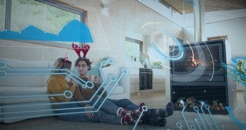 Sharing Cozy Winter Moment by Fireplace with Smart Home Holographic Interface