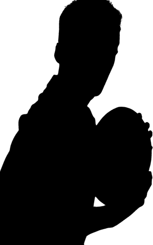 Vector Silhouette of Male Rugby Player on Transparent Background