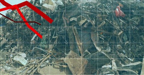 Financial Decline Illustrated Over Industrial Wasteyard