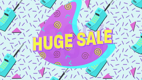 Retro-Themed Huge Sale Banner with Abstract Patterns