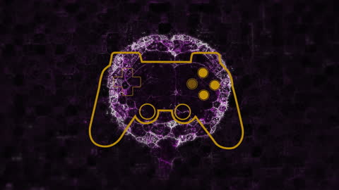 Futuristic Gamepad with Digital Brain on Dark Background