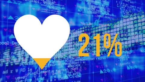 Digital Heart Percent with Data Visualization Background