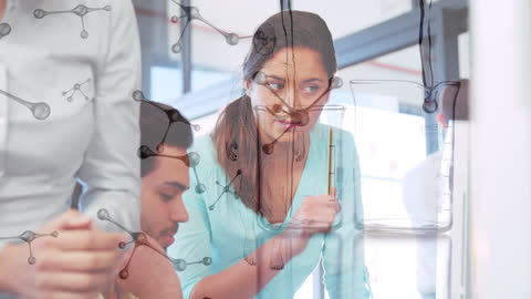 Innovative Team Collaborating on Molecular Project