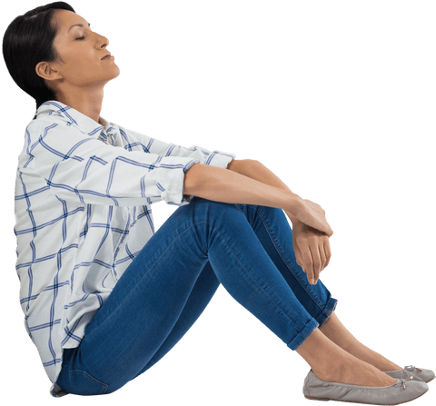 Calm Young Woman Sitting on Floor Transparent Background - Download Free Stock Videos Pikwizard.com