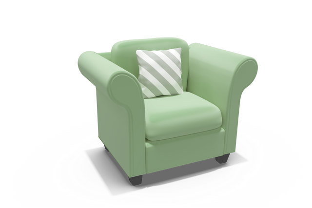 Transparent 3D Green Armchair With Stylish Cushion - Download Free Stock Videos Pikwizard.com