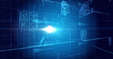 Futuristic Digital Currency Symbols on Blue Virtual Grid - Download Free Stock Images Pikwizard.com