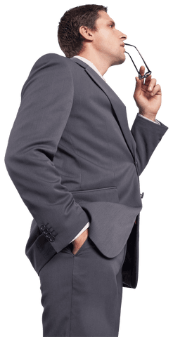 Transparent Businessman Contemplating Holding Glasses - Download Free Stock Videos Pikwizard.com