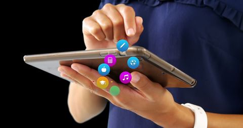 Hands Navigating Digital Apps on Modern Tablet - Download Free Stock Images Pikwizard.com