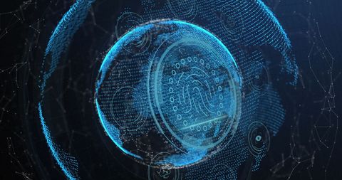 Futuristic Digital Data Processing Globe