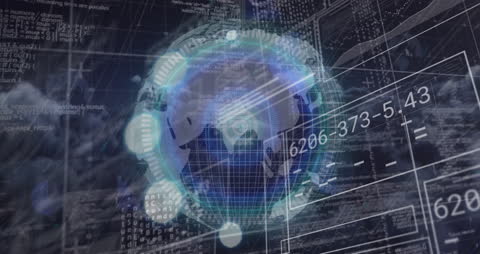 Futuristic Global Data Network with Digital Interface Layers