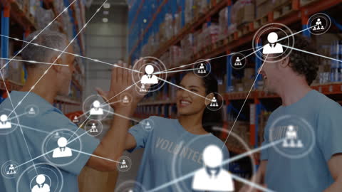 Warehouse Volunteers Using Online Technology for Charitable Work