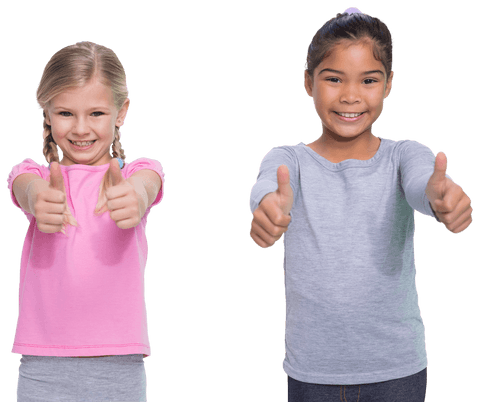 Happy Diverse Girls Giving Thumbs Up Transparent Background