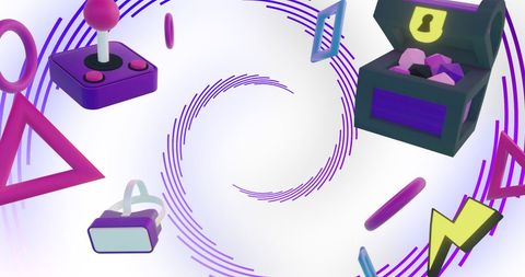 Gradient Game Elements in Colorful Tech Spiral