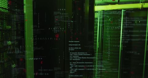 data processing in computer server room with digital interface - Download Free Stock Images Pikwizard.com