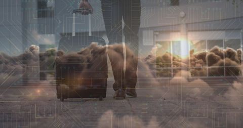 Innovative business travel with digital connections concept