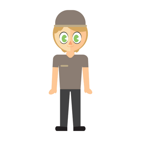 Cute Cartoon Boy with Hat on Transparent Background