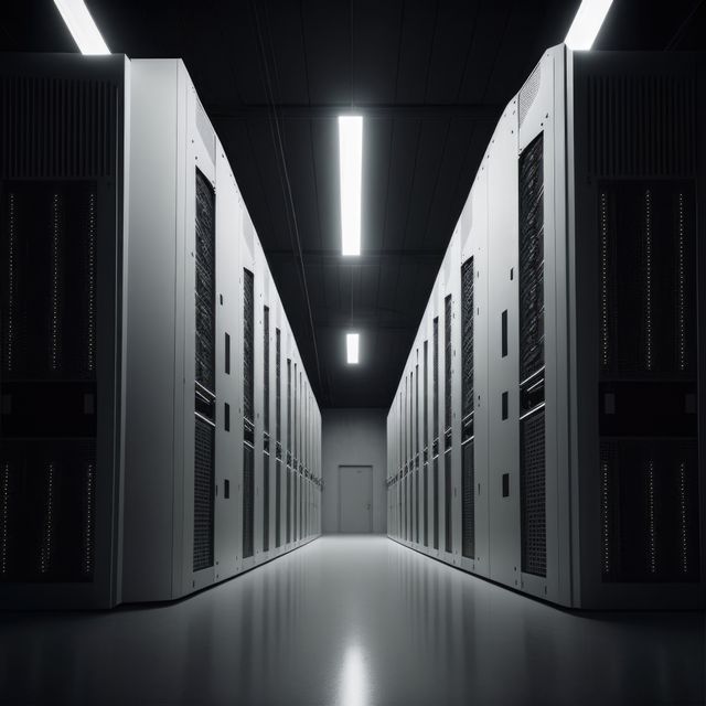 Modern White Server Room with Illuminated Corridor - Download Free Stock Images Pikwizard.com