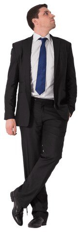 Confident Caucasian Businessman Thinking on Transparent Background