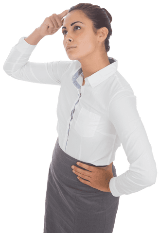 Transparent Puzzled Businesswoman Scratching Head