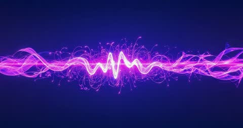 Neon Pink-Purple Waveform Pulsing in Dark Void with Magnetic Energy