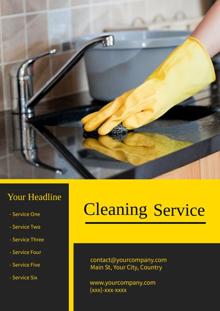 Cleaning Service Advertisement with Gloved Hand in Kitchen - Download Free Stock Templates Pikwizard.com