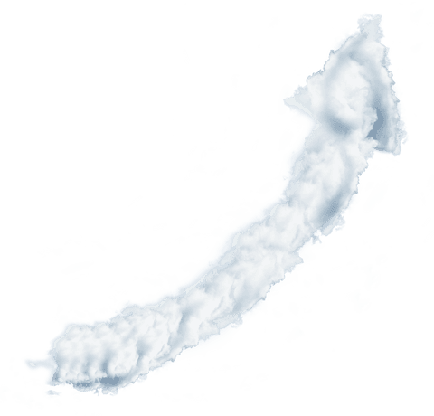 Digital cloudy arrow illustration on transparent background