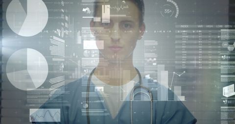 Caucasian Male Doctor with Digital Overlay of Medical Data - Download Free Stock Images Pikwizard.com
