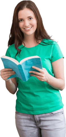 cheerful young woman holding book reading happy transparent - Download Free Stock Videos Pikwizard.com