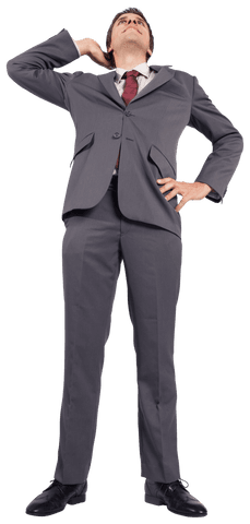 Confident Caucasian Businessman Looking Up Transparent Background