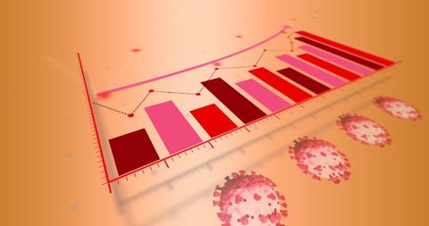 Financial data chart with viral impact illustration