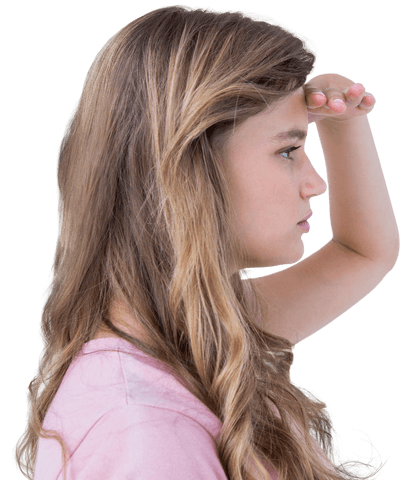 Woman Searching Horizon with Hand on Forehead Transparent Background