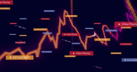 Neon Data Analytics Screen with Real-Time Notifier Widgets