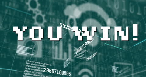 You Win Text on Data Processing Background