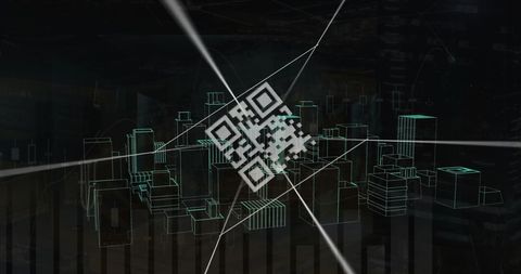 QR Code Overlay on Futuristic Digital Cityscape - Download Free Stock Images Pikwizard.com