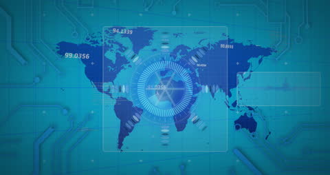 Futuristic Digital World Map with Network Connections