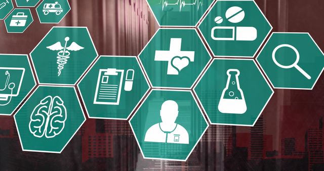 Medical Icons and Data Storage Concept in Server Room - Download Free Stock Images Pikwizard.com