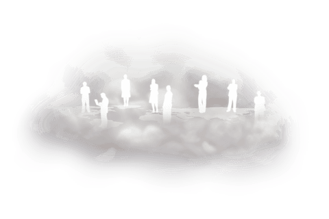 Transparent cloud with business people silhouettes illustration