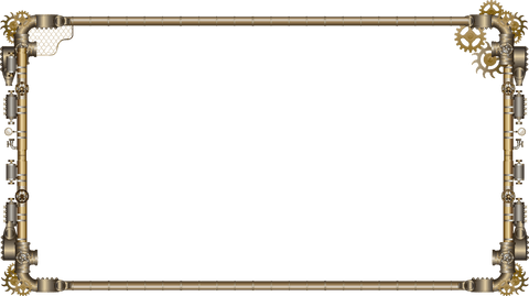 Steampunk frame with metal gears and pipes on transparent background