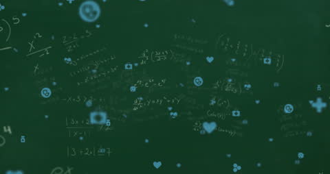 Abstract Math Equations on Green Chalkboard Concept Art