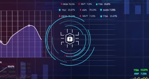 Cyber Security Concept with Financial Data Processing Visualization