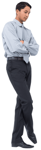 Transparent Image of Biracial Businessman Standing with Folded Arms