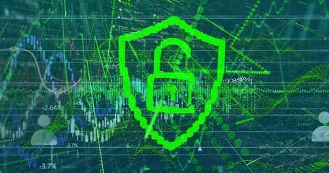 Digital Network Security with Graphical Padlock and Charts - Download Free Stock Images Pikwizard.com