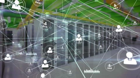 Digital Connections Overlay on Server Room Technology