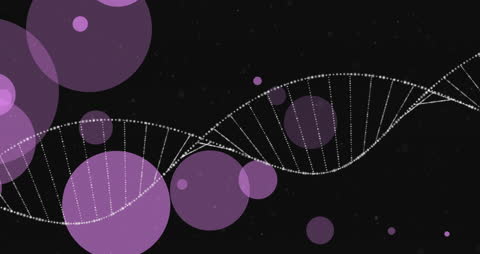 Digital DNA Strand with Glowing Spots on Dark Background