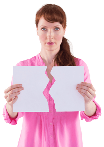 confident woman holding torn paper isolated on transparent background - Download Free Stock Videos Pikwizard.com