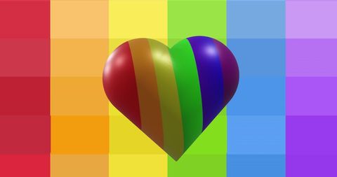 Rainbow Heart on Vibrant Striped Background Celebrating LGBTQ Pride