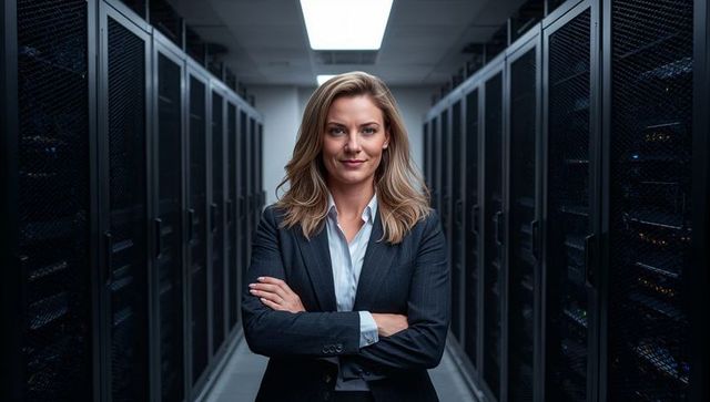 Confident it manager in datacenter with server racks