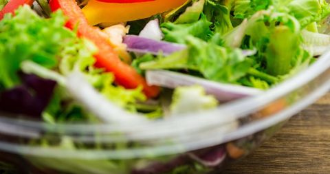 Fresh Vegetable Salad with Spinach and Sharp Vegetables in Glass Bowl - Download Free Stock Images Pikwizard.com